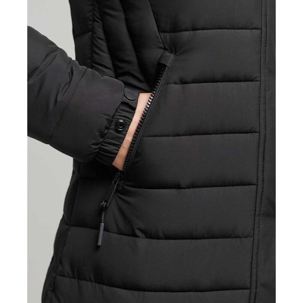 Superdry Jakke Super Long Line Fuji Sort XS Kvinde