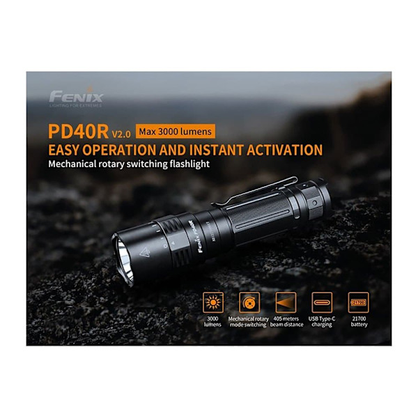 Fenix Led Taskulamppu Fnx Pd40r V2.0 3000 Lumens Musta