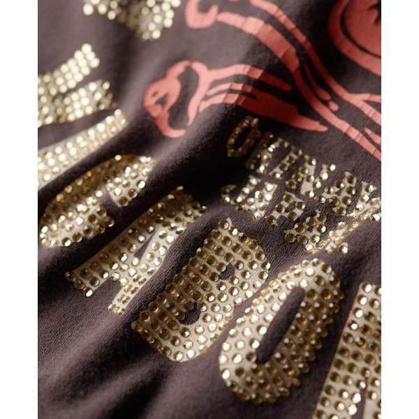 Superdry Kortärmad T-shirt Embellished Poster Cap Slv Svart S Kvinna