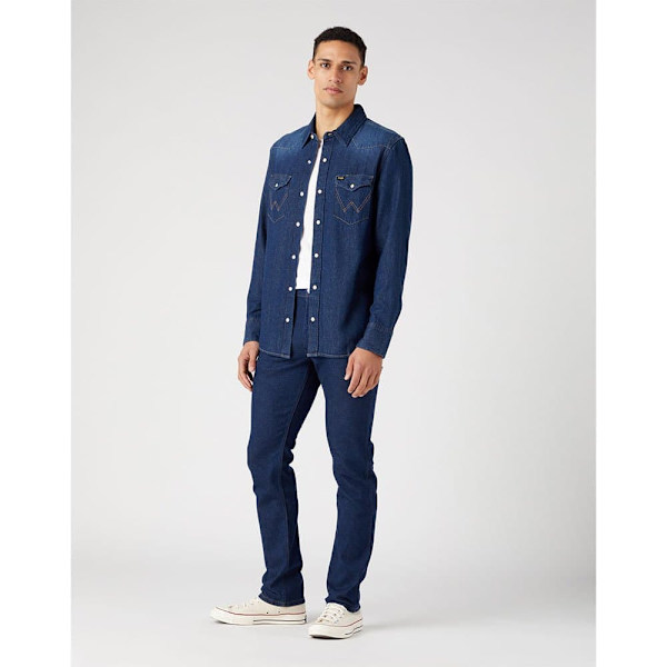 Wrangler Lang ærmet Skjorte 27mw Blå 3XL Mand