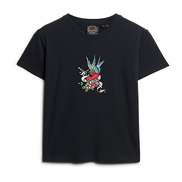 Superdry Tattoo Embroidered Fitted T-shirt Med Korta ärmar Svart S Kvinna