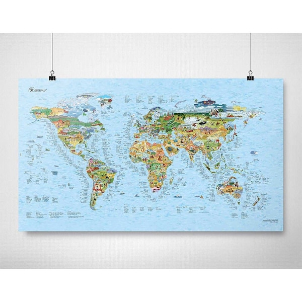 Awesome Maps Karta Världens Bästa Surfstränder Originalfärgad Upplaga Surftrip Flerfärgad