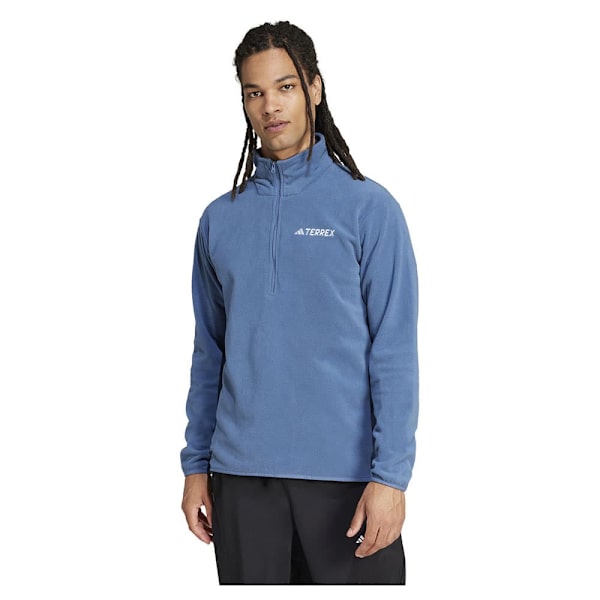 Adidas Multi Essentials Fleecejakke Med Halv Lynlås Blå S Mand