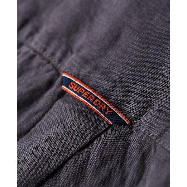 Superdry Lang ærmet Skjorte Studios Casual Linen Grå L Mand