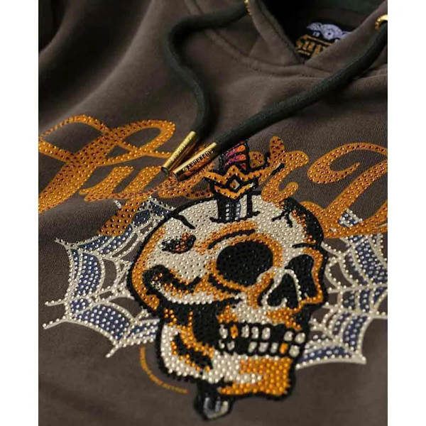 Superdry Tattoo Script Graphic Huvtröja Brun M Kvinna