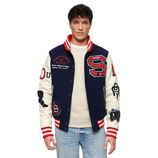 Superdry Bomberjacka College Varsity Patched Beige L Man