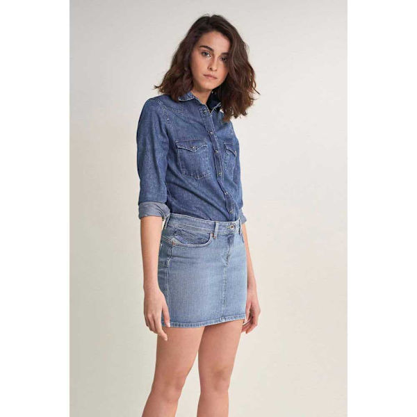 Salsa Jeans Nederdel Push Up Shape Up Denim Mini Blå 27 Kvinde
