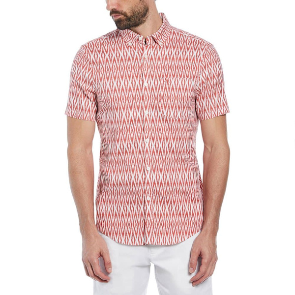 Original Penguin Ev Aop Diamond Geo Kortærmet Skjorte Rød XL Mand