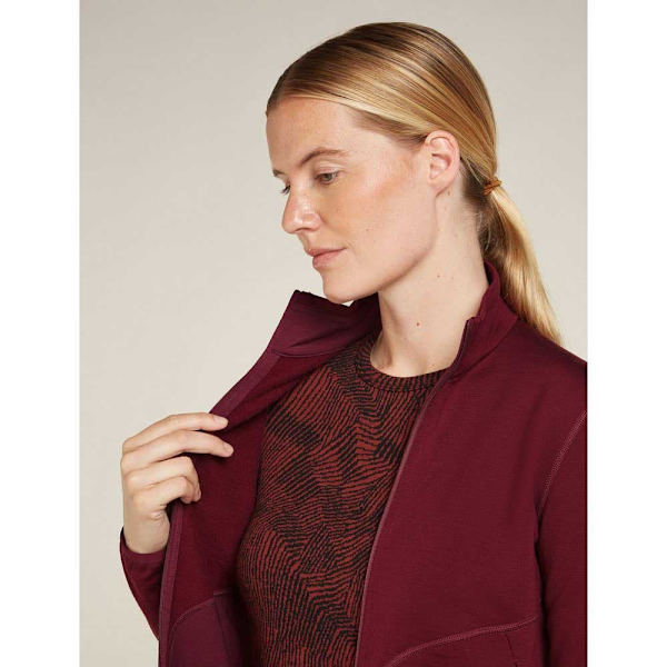 Icebreaker Merino 560 Realfleece Elemental Ii Sweatshirt Med Lynlås Rød L Kvinde