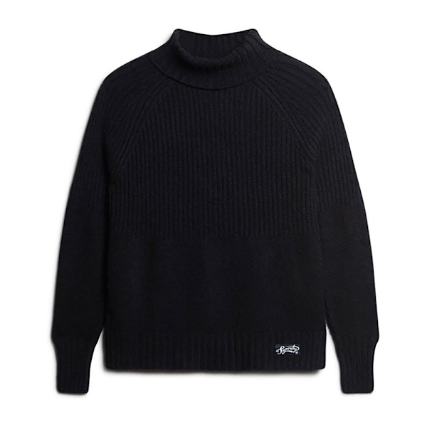 Superdry Besætning Hals Sweater Essential Rib Sort M Kvinde