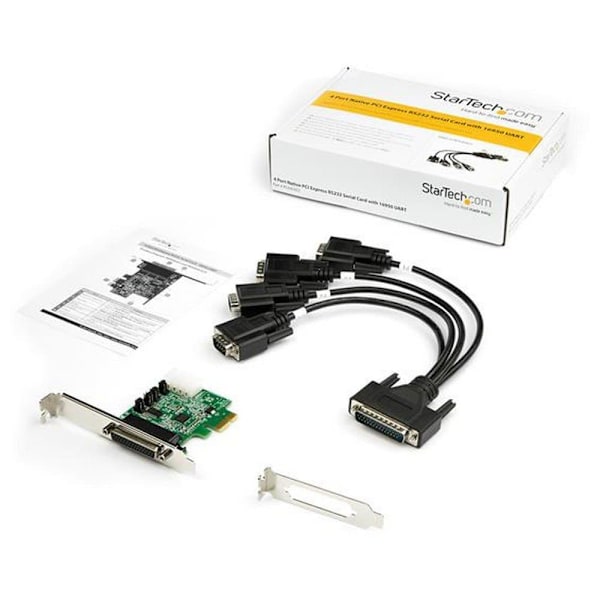 Startech Rs232 4 Port Pcie Grøn,Søvfarvet