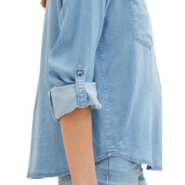 Tom Tailor 1041221 Denim Look Blus Blå 40 Kvinna
