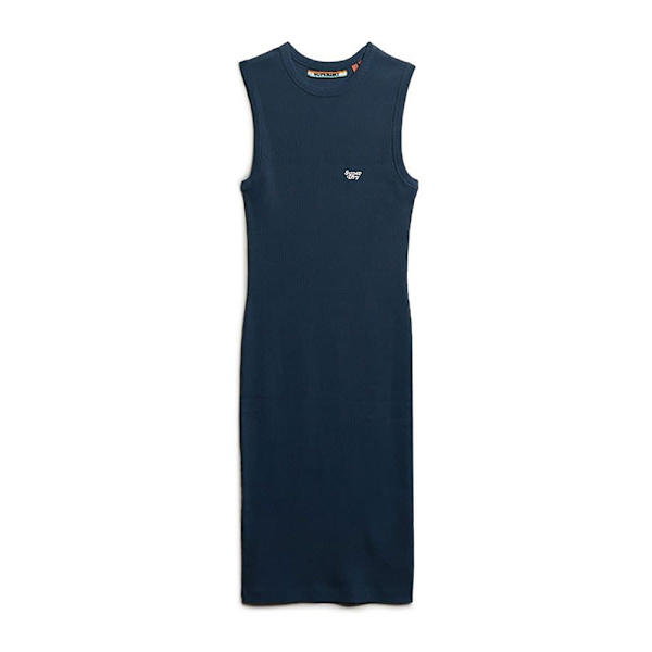 Superdry Rib Bodycon ærmeløs Kort Kjole Blå L Kvinde