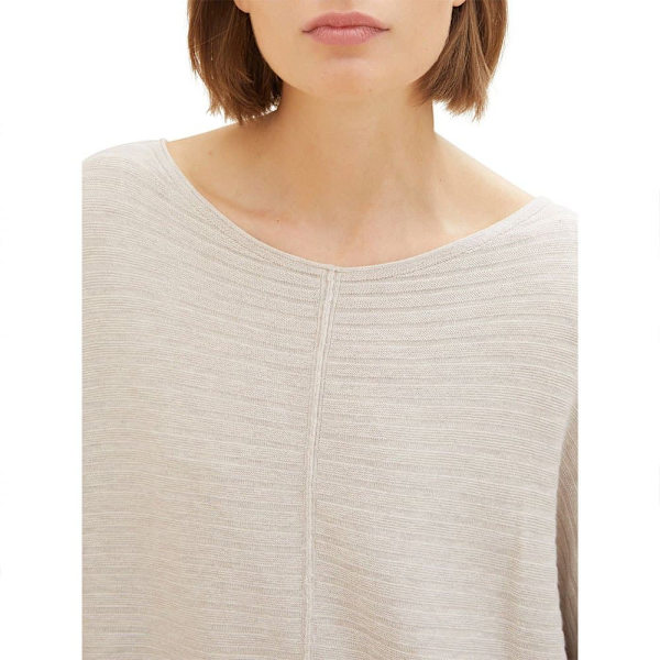 Tom Tailor Sweater 1037737 Knit Structured Batwing Beige M Kvinde