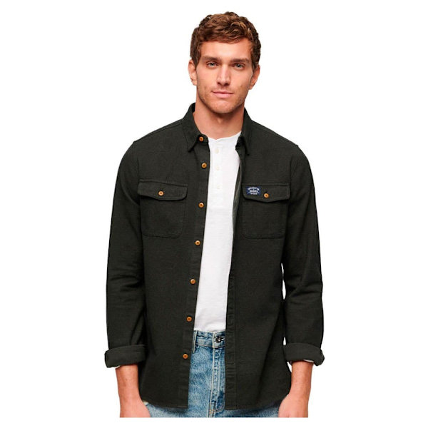 Superdry Lang ærmet Skjorte Flannel Workwear Sort S Mand