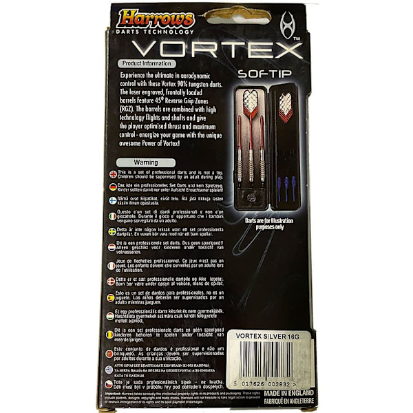 Harrows Dart Soft Tip Vortex 90%tugsten Silver