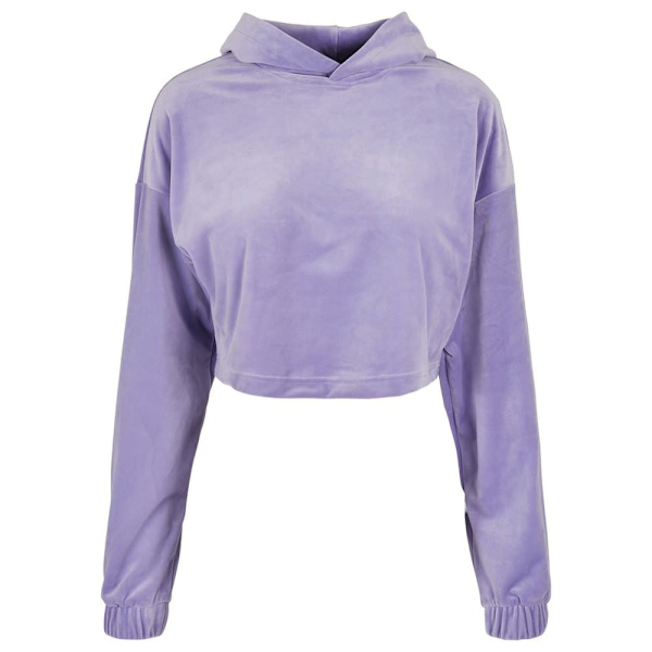 Urban Classics Cropped Velvet Oversized Big Sweatshirt Blå 3XL Kvinde