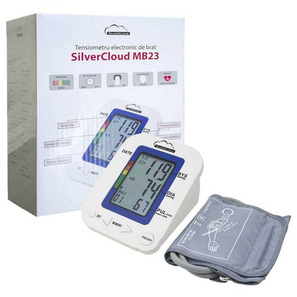 Silvercloud Elektronisk Armtensiometer Med Lcd-skærm Mb23 Hvid