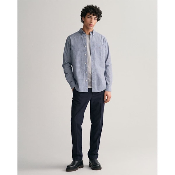 Gant Reg Micro Check Skjorta Med Långa ärmar Blå M Man