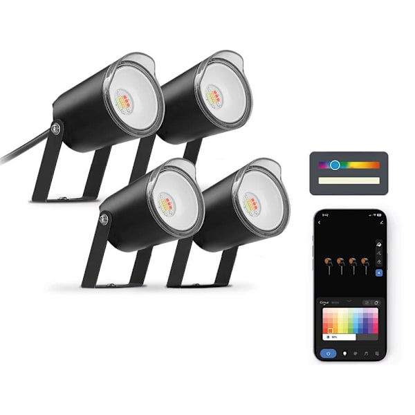 Ksix Led Spotlight Smartled Rgbwic 18w 4 Enheder Søvfarvet Sort