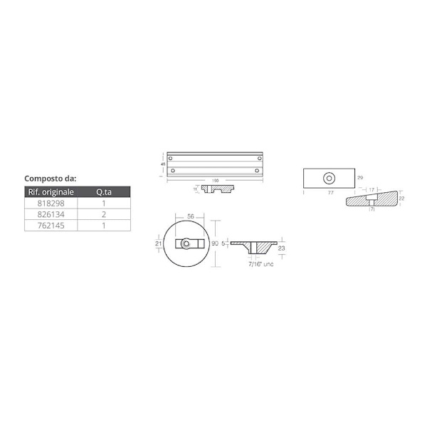 Tecnoseal Alumiinin Anodi Mercury Verado 4/optimax Kirkas
