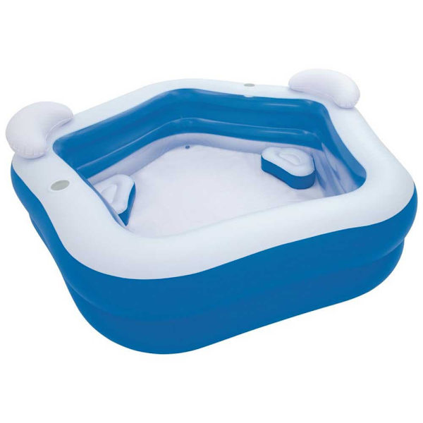 Bestway Firkantet Oppustelig Pool Family Fun 213x207x69 Cm Hvid,Blå 575 Liters