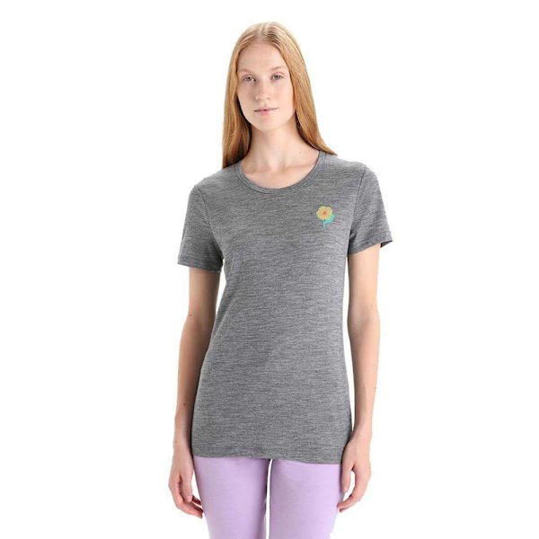 Icebreaker Kortærmet T-shirt Tech Lite Ii Springtime Flowers Grå M Kvinde