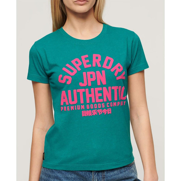 Superdry Puff Print Archive Fitted T-shirt Med Korta ärmar Blå S Kvinna