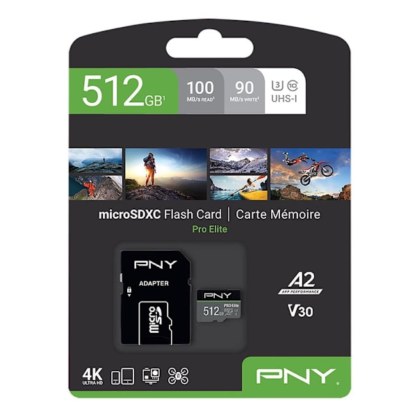 Pny Med Adapter Minneskort Microsd 512gb Class 10 Svart