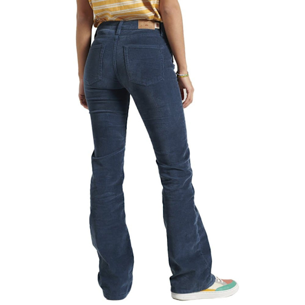 Superdry Byxor Mid Rise Slim Cord Flare Blå 26 / 33 Kvinna