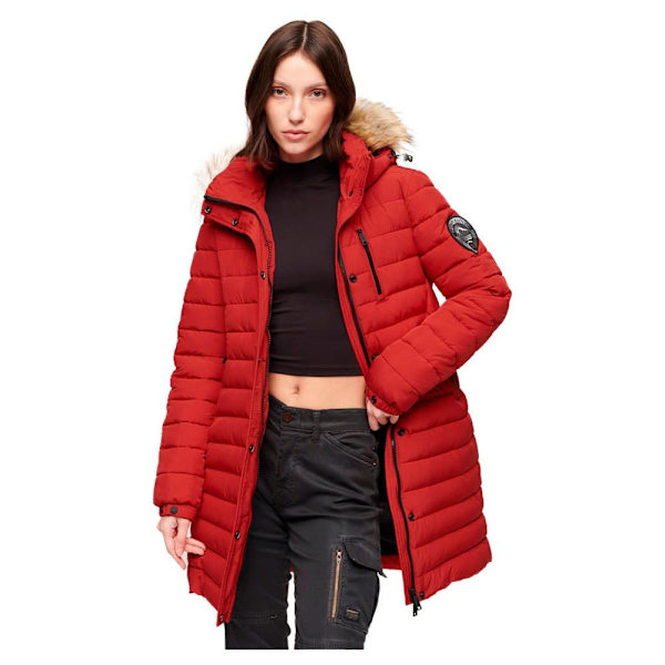 Superdry Pufferjacka Fuji Mid Length Röd XS Kvinna