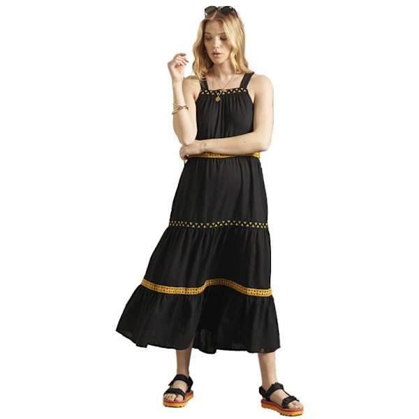 Superdry Kjole Sleeveless Embroidered Sort XS Kvinde
