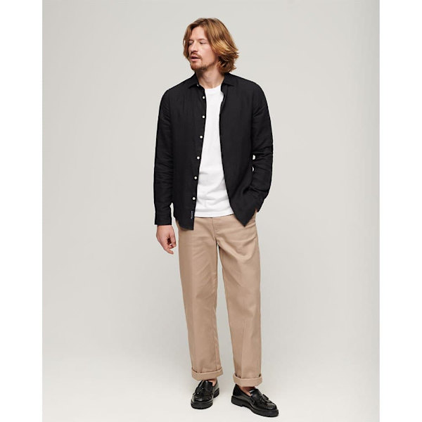 Superdry Långärmad Tröja Studios Casual Linen Svart L Man