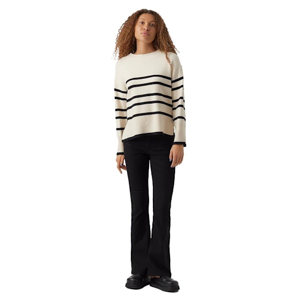 Vero Moda O Neck Sweater Saba Stripe Beige,Sort S Kvinde