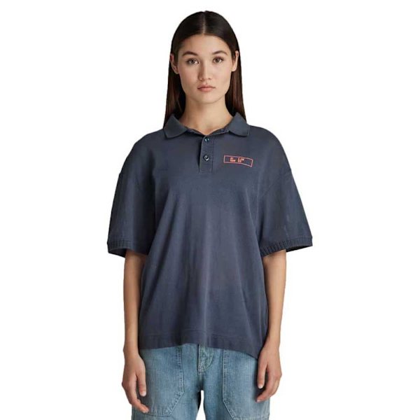 G-star Kortärmad Piké Mesh Loose Blå M Kvinna
