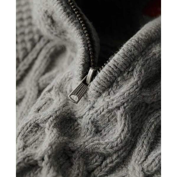 Superdry Jacob Cable Halv Lynlås Sweater Grå XL Mand