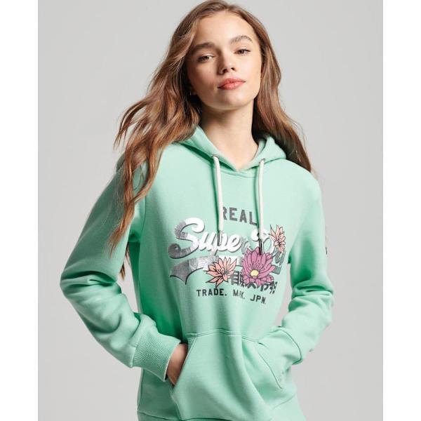 Superdry Hættetrøje Vintage Vl Narrative Grøn 2XS Kvinde