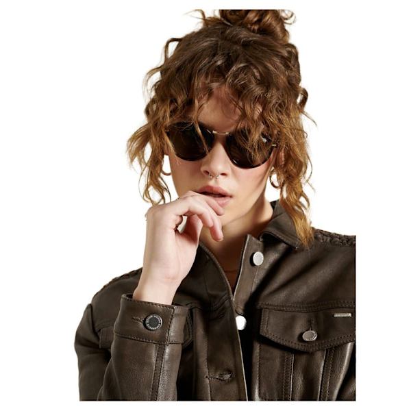 Superdry Trucker Jakke Leather Stateside Brun L Kvinde