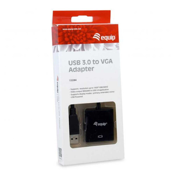 Equip 133384 Usb 3.0 Til Vga M/f Adapter Sort