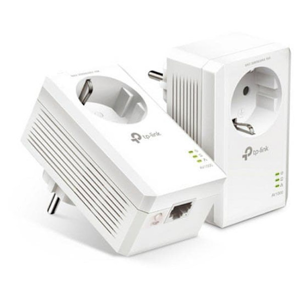 Tp-link Plc Adapter Av1000 Passthrough Powerline Kit 1000 Mbps Hvid