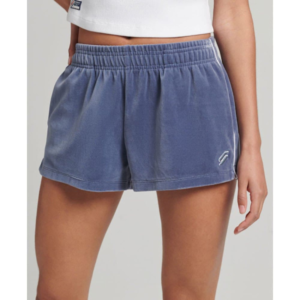 Superdry Shorts Code Sl Velour Blå XS Kvinna