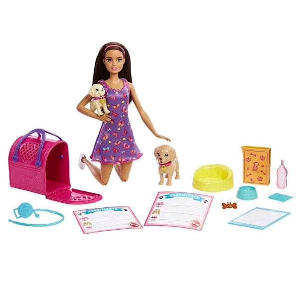 Barbie Adoptera Dockor Lila Klänning Docka Guld