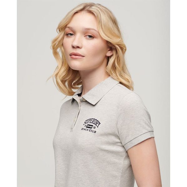 Superdry 90s Fitted Kortærmet Polo Beige S Kvinde