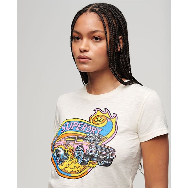 Superdry Neon Motor Graphic Fitted Lyhythihainen T-paita Valkoinen XL Nainen