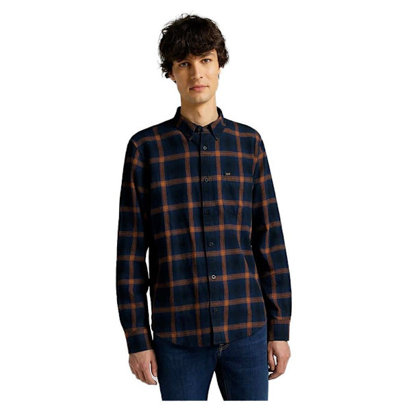 Lee Button Down Skjorte Med Lange ærmer Rød L Mand