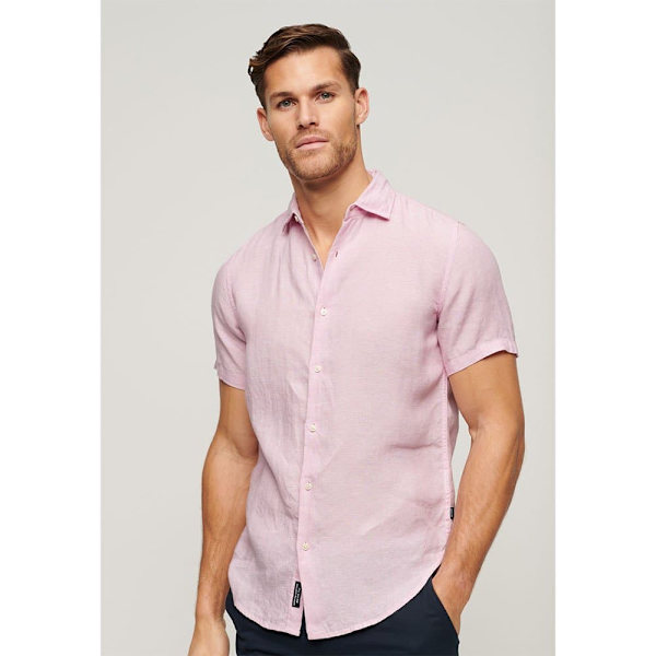 Superdry Studios Casual Linen T-shirt Med Korte ærmer Rosa M Mand