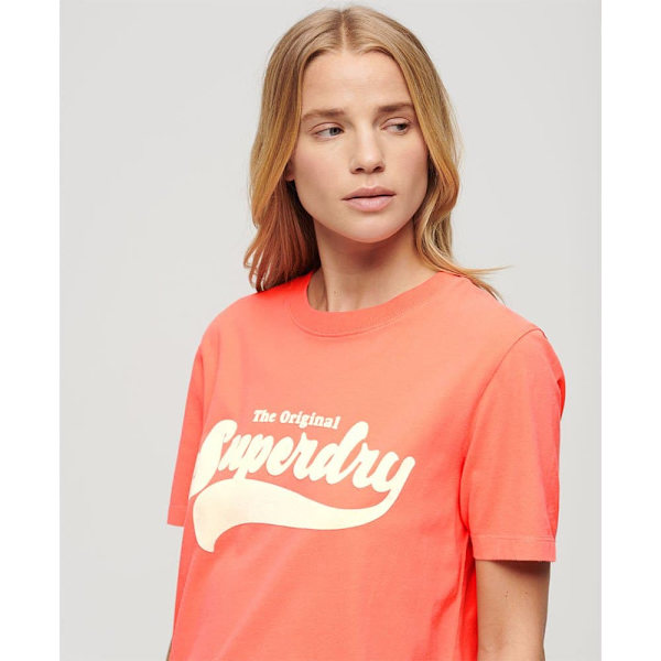 Superdry Retro Flock Relaxed Lyhythihainen T-paita Punainen 2XS Nainen