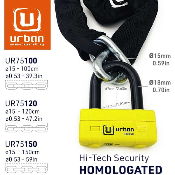 Urban Security U-lukko Mini Ur75 Keltainen