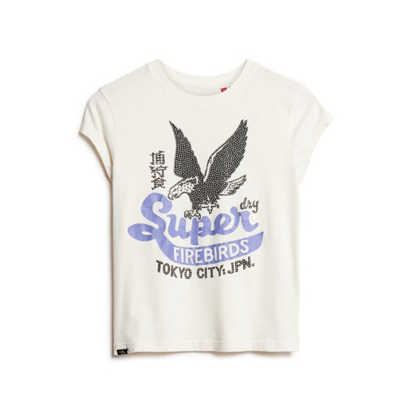 Superdry Embellished Poster Cap T-shirt Med Korta ärmar Vit XS Kvinna