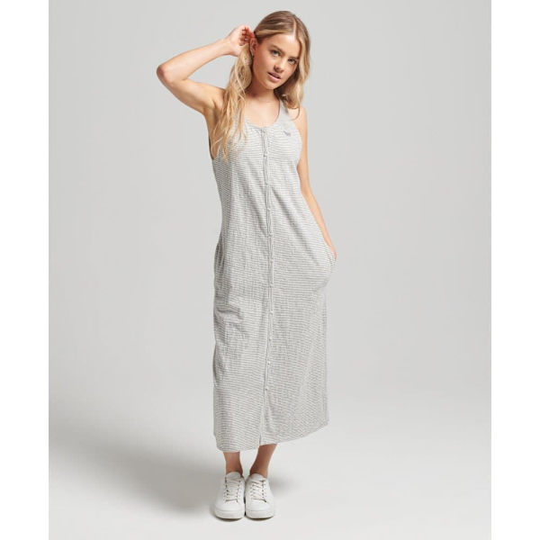 Superdry Klänning Vintage Jersey Button Grå M Kvinna